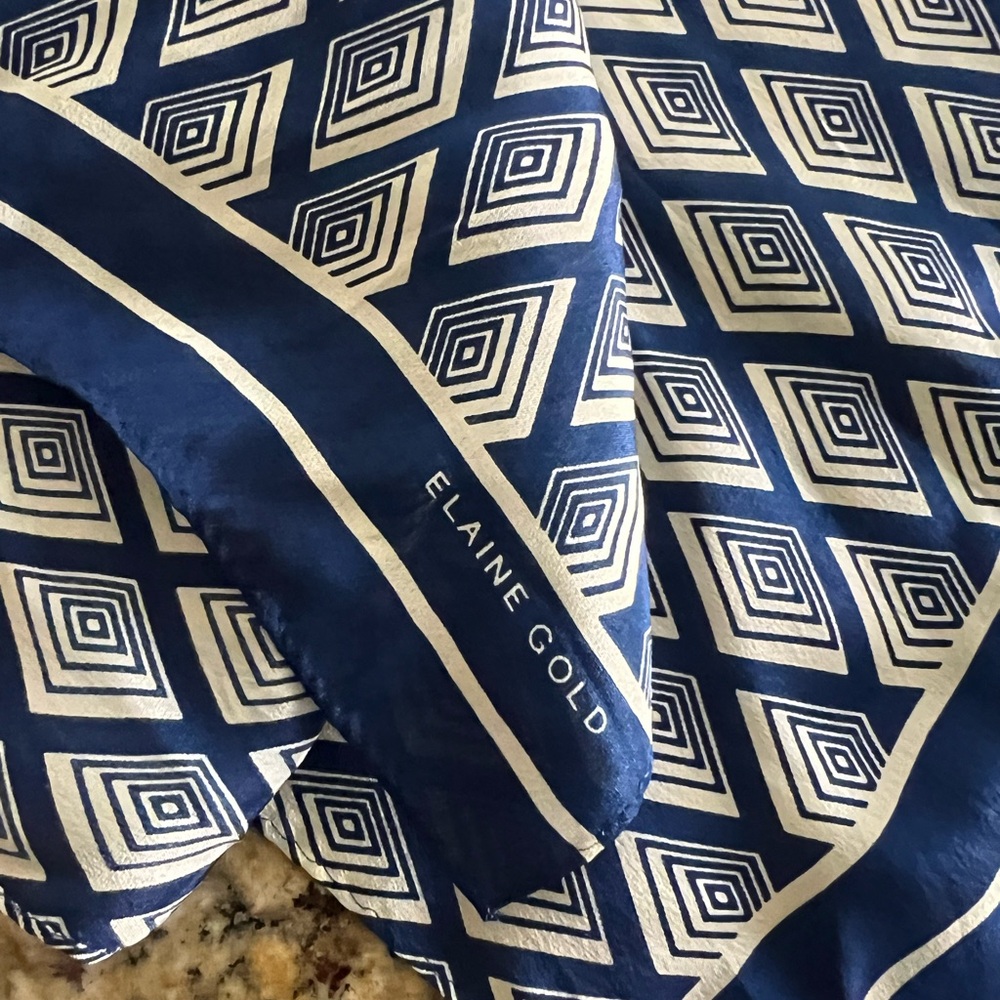 ELAINE GOLD Navy Blue Diamond‎ Scarf